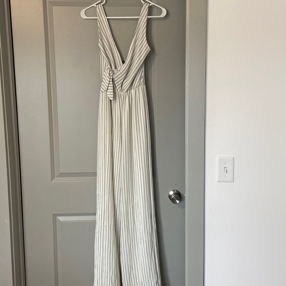 White and black striped full length jumper